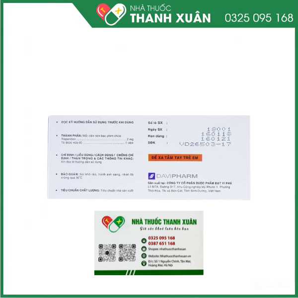 Thuốc Sernal 2mg điều trị bệnh loạn tâm thần cấp và mạn